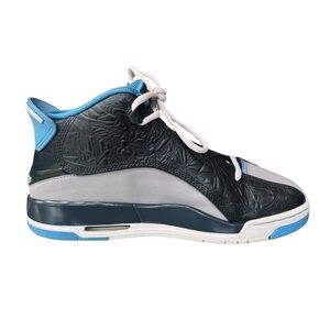 🌴 Nike Air Jordan Dub Zero Gray and Blue Embossed High-Top Kids Sneakers